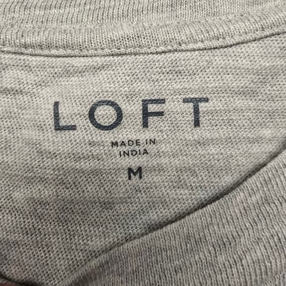 Women's LOFT Heathered Gray Knit 3/4 Sleeve Blouse | Size Medium - Picture 8 of 9